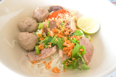 Chinese noodle or  noodle with meat ball dish