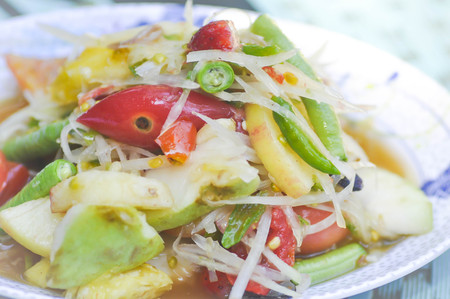 som tam , spicy salad dish or Thai foodの写真素材