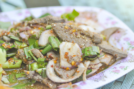 pork liver spicy salad,spicy salad (Thai food)