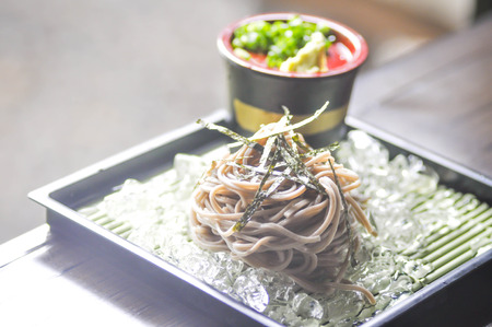 cold soba or cold noodle in Japanese food