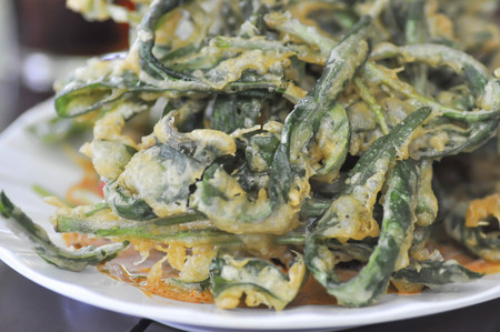 fried vegetable or fried morning glory dishの写真素材