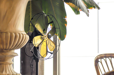 the old fan and a vaseの写真素材