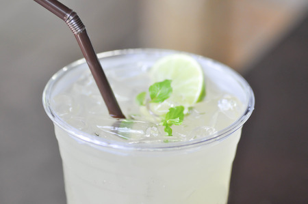 a glass of lime juice or lemon juice