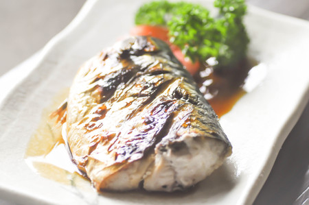 grilled saba , grilled fish or grilled blue mackerel in Japanese styleの写真素材