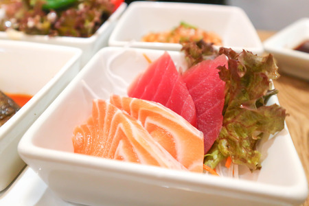 raw salmon and raw tuna ,Japanese styleの写真素材