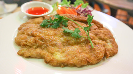 omelet or deep fried egg, Thai foodの写真素材