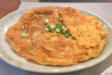 omelet or omelette or fried egg ,Thai foodの写真素材