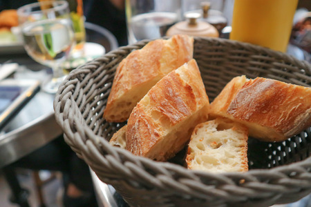 baguette or french baguette in the basketの写真素材