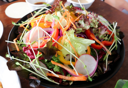 vegetable salad or mixed salad with dipの写真素材