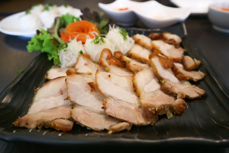 banh hoi or grilled pork with noodle and vegetable, Vietnamese foodの写真素材
