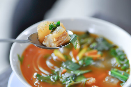 pork, pork soup or pork ligament soupの写真素材