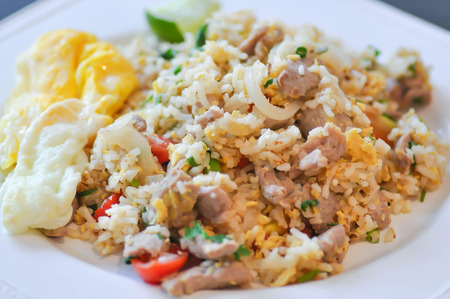 fried rice or stir-fried rice with fried eggの写真素材
