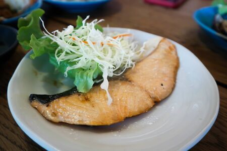 grilled salmon,  roasted salmon or japanese food