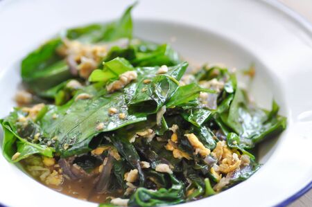 stir-fried vegetable or stir-fried baegu with egg, Thai foodの写真素材