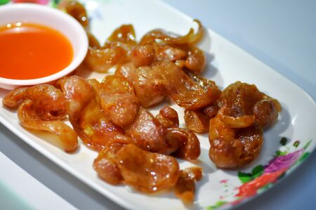 fried pork sausage or fried Chinese sausage, Thai sausage