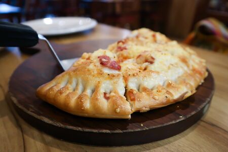 puffed pizza, pizza puff or puff pastry pizzaの写真素材