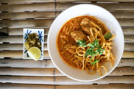 noodles or chicken curry noodles ,Thai foodの写真素材