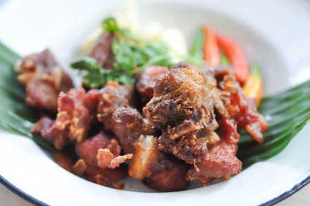 fried pork rib, deep fried pork rib or fried porkの写真素材