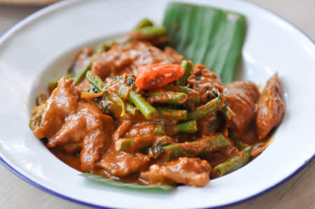 stir-fried beef with curry and vegetable , Thai foodの写真素材