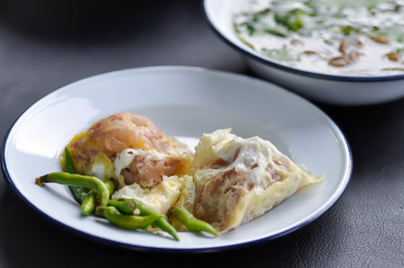 egg with sour pork , steamed egg with sour pork