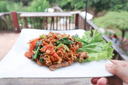 stir fried noodles ,plain noodles or noodles without soupの写真素材