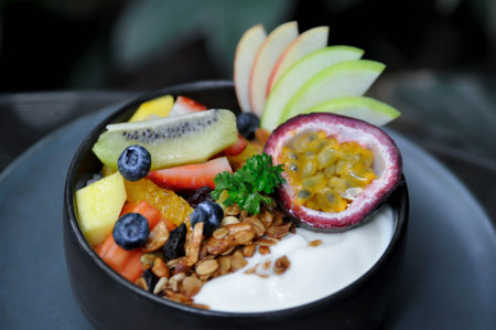 smoothie bowl,  yogurt with fruit topping