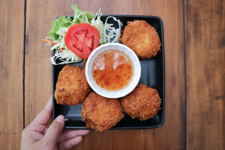 deep fried shrimp ball or fried shrimp ball and dip