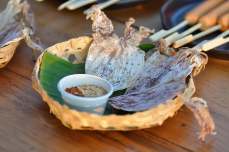 dried squid, grilled squid or squid and dip in Thai food