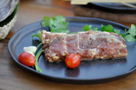 raw pork, pork rib or raw pork rib for cookの写真素材