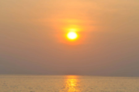 sunset or sunrise near the sea in blur background