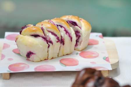 purple sweet potato bread or bun ,bread or sweet potato bread for serve