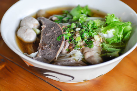 noodles, beef soup or beef noodles or Chinese noodles and rice