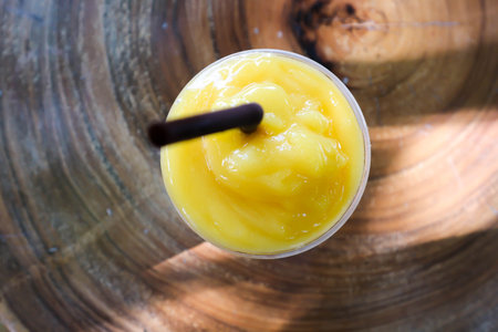 mango smoothie or mango yogurt smoothie , blended mango