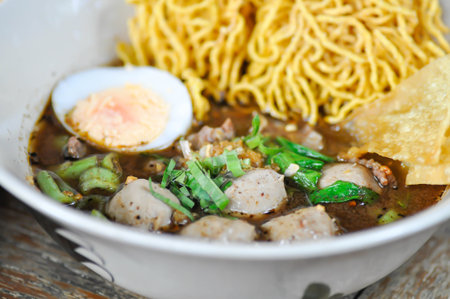 noodles or meatball noodles or noodle, Chinese noodles or Thai noodles