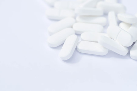 pharmaceutical or medicine or pills, tablets and capsules or white medicine or drug or white drugs or white pillsの写真素材
