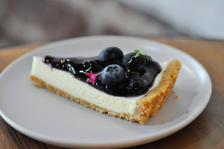 blueberry cheese cake, blueberry cheese pie or blueberry cheese tart with blueberry topping