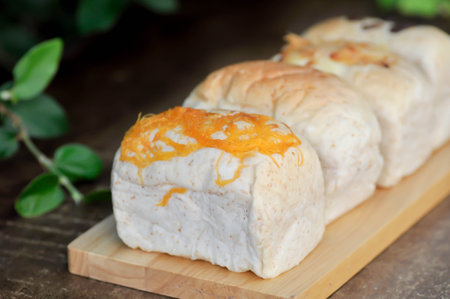 loaf of  bread, egg bread or sweetmeat bread or wholewheat bread in the tray