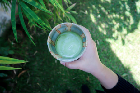 green tea or matcha green tea, matcha latte or matcha green tea latte for serve