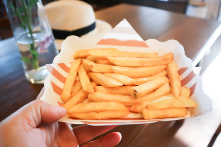 French fries or fried potato , fries or chips for serve