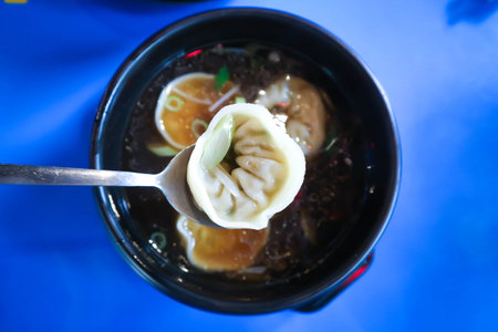 wonton soup or Korean dumpling, Korean food or Korean wonton for serve
