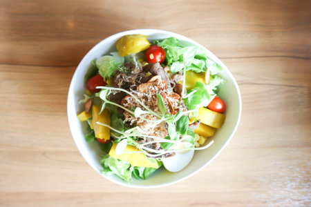 salad or beef salad, beef and vegetable salador mixed vegetable salad for serveの写真素材