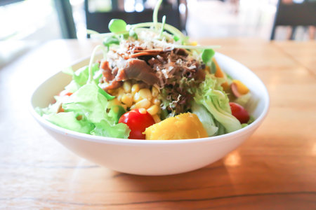 salad or beef salad, beef and vegetable salador mixed vegetable salad for serveの写真素材