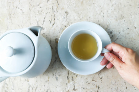 tea , tea cup and tea pot or kettle for serveの写真素材