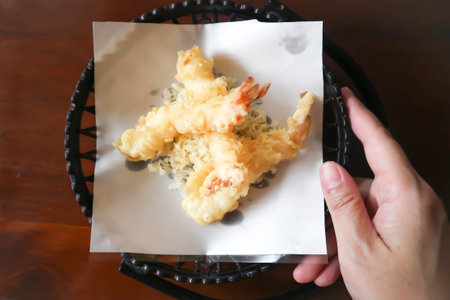 fried shrimp or tempura , Japanese food for serveの写真素材