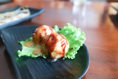 takoyaki, Japanese balls or japanese dumpling for serveの写真素材