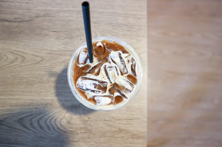 coffee , iced coffee or iced latte or coffee latte or mocha coffee for serveの写真素材