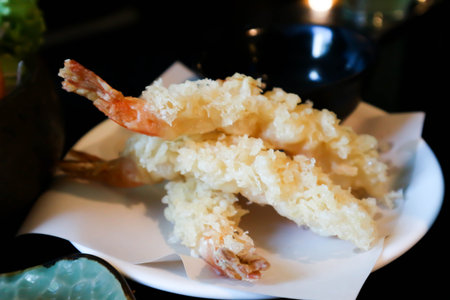 tempura or deep fried shrimp in Japanese food for serveの写真素材