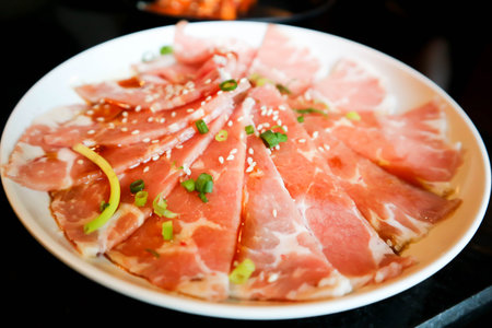 beef or sliced beef , raw beef or sliced pork , raw porkの写真素材