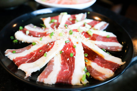 beef or sliced beef , raw beef or sliced pork or raw porkの写真素材