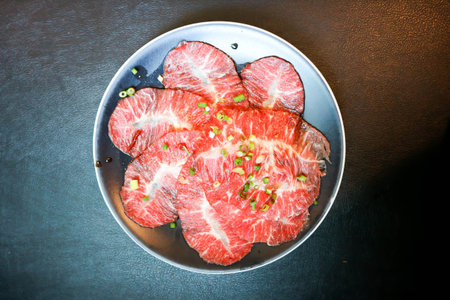 beef or sliced beef , raw beef or sliced pork or raw porkの写真素材